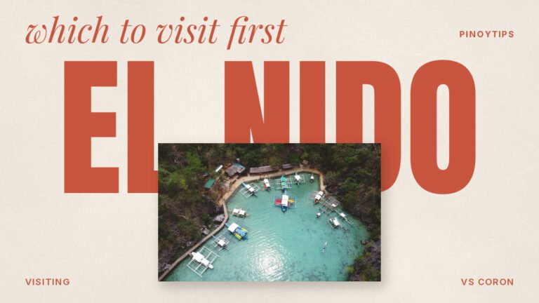 El Nido vs Coron: drone shot of boats in the dock of Kayangan Lake, Palawan, Philippines