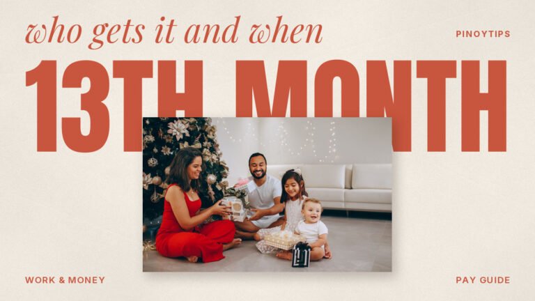 13th month pay: family celebrating Christmas with gifts