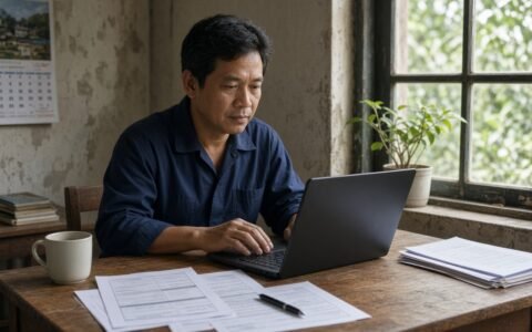 PhilHealth Member Data Record — Member updating health insurance records at a desk.