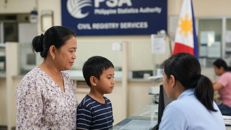 PSA CENOMAR — Family at a PSA civil registry counter.