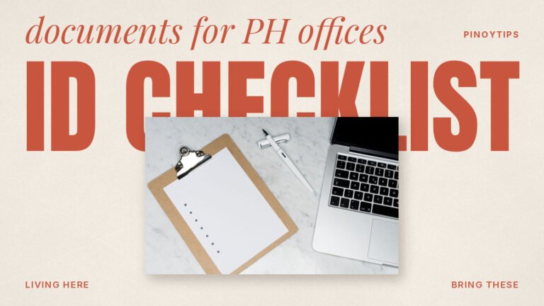 Government ID checklist: checklist by pen and laptop on marble desk